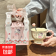 helloKitty凱蒂貓馬克杯陶瓷高顏值杯子情人節送女友閨蜜生日禮物 粉色【漂亮裙子】【絲帶凱迪貓禮盒裝】全套