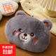2025新款電熱暖手袋冬季充電熱水袋可愛(ài)毛絨絨小熊保暖男女暖手寶 灰色大臉熊+熱水袋+充電器