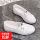 網(wǎng)紅小白鞋女2025爆款防滑百搭舒適軟底女鞋淺口透氣一腳蹬帆布鞋 白色 L11 39