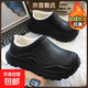 棉鞋男冬季加絨加厚保暖包跟棉拖鞋皮毛一體防水防滑防寒包頭拖鞋 黑色 36