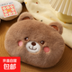 2025新款電熱暖手袋冬季充電熱水袋可愛(ài)毛絨絨小熊保暖男女暖手寶 卡其大臉熊+熱水袋+充電器
