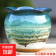 大口徑陶瓷花盆透氣粗陶綠植盆景家用室內庭院裝飾創(chuàng  )意花盆 花邊藍