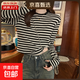 別致短款條紋正肩長(cháng)袖t恤女春秋冬季茶里茶氣內搭打底衫上衣潮YRL 7010#黑灰條紋 L 【99-111斤】
