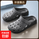 越南天然橡膠洞洞鞋男女涼鞋兩用涼拖鞋情侶旅游度沙灘鞋 灰/黑色 44