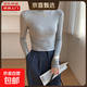 半高領(lǐng)打底衫內搭褶皺長(cháng)袖T恤女春秋冬季修身顯瘦簡(jiǎn)約純色上衣潮 7007#灰色 M 【92斤以下】