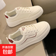 小白鞋女百搭2025春秋季新款女鞋韓版休閑運動(dòng)鞋輕便時(shí)尚平底板鞋 米黑 39