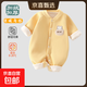 嬰兒連加絨體衣寶寶長(cháng)袖秋冬季保暖哈衣新生兒爬服童裝衣服 黃色字母小熊連體衣 90cm