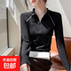純色拉鏈半高領(lǐng)長(cháng)袖t恤女2025新款春秋小眾洋氣顯瘦短款上衣GZXY 黑色 L
