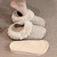 九寸陽(yáng)光厚底毛毛拖鞋女外穿2026新款冬季加絨兩穿一腳蹬勃肯棉鞋女雪地靴 兩穿毛毛勃肯鞋女米色 37