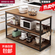 廚房置物架落地多功能切菜桌子工作臺多層餐邊儲物柜收納架窄邊柜 原野橡木色三層長(cháng)120寬30