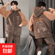 秋冬珊瑚絨睡衣男款加絨加厚刺繡兩件套青年秋冬款休閑家居服套裝 LS425小熊連帽男款 3XL