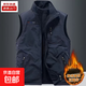 秋冬加厚雙面穿馬甲男士戶(hù)外運動(dòng)抓絨背心搖粒絨坎肩加絨馬夾外套 深藍色 (加絨保暖) 2XL 150-170斤