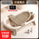 嬰兒洗澡盆兒童浴盆大號寶寶可折疊可坐可躺洗澡神器新生兒童用品 【觸屏感溫】淺咖色+三角浴網(wǎng)