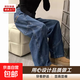 小眾設計感多口袋工裝牛仔褲女秋冬美式高街闊腿寬松直筒彎刀褲子 944藍色 L