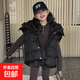 女童加棉馬甲秋冬短款兒童坎肩連帽加厚保暖馬夾上衣外穿背心外套 黑色 140