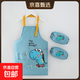 兒童無(wú)袖防水圍裙寶寶吃飯圍兜反穿衣幼兒園手工課畫(huà)畫(huà)衣防污罩衣 滑板恐龍藍色 大碼