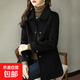春秋新款外套上衣女小個(gè)子休閑顯瘦百搭感毛呢大衣外套女 黑色 3XL