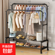 衣架落地臥室家用雙桿晾衣架掛衣架子室內衣服衣帽架加粗陽(yáng)臺衣桿 150cm黑【雙桿+雙層置物】帶輪