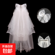 婚禮超仙大蝴蝶結頭紗結婚新娘領(lǐng)證求婚短款拍照道具粘水鉆頭飾 【發(fā)夾款】卷邊水鉆大蝴蝶結 長(cháng)約65cm 60cm-80cm