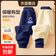 男童加絨褲子秋冬款2025新款一體絨保暖男大童休閑運動(dòng)褲兒童棉褲 微笑貼K藏青 140