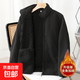 加絨加厚搖粒絨外套男女同款校服神器冬立領(lǐng)保暖雙面抓絨內膽上衣 黑色 2XL 【男士拍大一碼】 120-132斤