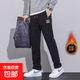 秋冬新款加絨直筒褲男士休閑褲直筒美式闊腿運動(dòng)潮流款msn kc-K223加絨黑色 XL