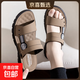 涼鞋男夏季新款2025外穿防滑防臭沙灘鞋厚底耐磨開(kāi)車(chē)涼拖兩用鞋子 卡其色 【 加厚防滑耐磨】 41 【偏小一碼，適合40碼腳】