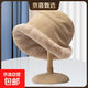 帽子女秋冬日系百搭加厚防寒漁夫帽冬天休閑寬檐保暖毛絨帽蒙古帽 漁夫帽卡其色