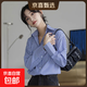 藍色細條紋襯衫女早春秋疊穿內搭百搭設計感小眾寬松通勤百搭襯衣 藍白細條紋【5533】 L 推薦【110-120斤】