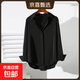 2026春秋季新款純色寬松長(cháng)袖襯衫女百搭氣質(zhì)顯瘦上衣休閑時(shí)尚襯衣 黑色【9102】 XL 推薦121-130斤