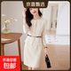 高端職業(yè)連衣裙女春秋2025新款珠寶店美容院前臺工作服工裝西裝裙 米色 連衣裙（送腰帶） L (建議98-108斤左右)