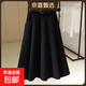 時(shí)尚高級感毛呢高腰半身裙2025秋冬新款加厚遮胯顯瘦中長(cháng)款傘裙女 6981黑色A字傘裙【毛呢料+贈腰帶】 XL (推薦115-125斤)