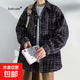 粗花呢小香風(fēng)格子外套男士春秋季冬款加厚高級感寬松休閑男生夾克 黑色 XL