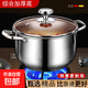不銹鋼湯鍋家用特厚蒸鍋一體電磁爐煲湯燉鍋煮粥鍋燃氣雙耳鍋 24CM【帶蓋】組合加厚底