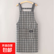 炒菜圍裙廚房家用純棉漂亮工作服女餐飲上班專(zhuān)用保潔2025新款做飯 棉布小格子背帶黑色 1條