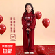 女童過(guò)年套裝加絨衛衣兩件套紅色女孩本命年衣服女大童新年拜年服 紅色【秋冬加絨】新年時(shí)尚款 160 （身高建議150cm左右）