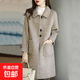 毛呢時(shí)尚外套女春秋新款小個(gè)子韓版修身氣質(zhì)中長(cháng)款呢子大衣 杏色 XL