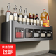 廚房調料置物架廚房多功能調料品盒佐料不銹鋼免打孔壁掛收納架子 槍灰單層4格-壁掛/臺面【贈勺子*4+防水標貼】