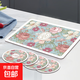 百優(yōu)格廚房餐具墊花卉廚房五件套防滑吸水速干放碗筷果盤(pán)餐具墊 淺芷 瀝水墊*1+杯墊*4