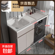 【京喜甄選】陽(yáng)臺洗衣柜蜂窩鋁一體臺盆洗衣池滾筒洗衣機柜浴室柜 卡其110CM單獨下柜+雙下水+抽拉水龍頭【備注左右盆】