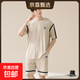睡衣男夏季薄款短袖短褲高級感寬松大碼可外穿男士純棉家居服套裝 73183#米灰 2XL