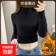 秋冬加絨毛衣女加厚一體絨內搭大碼半高領(lǐng)套頭打底針織衫保暖上衣 黑色【高領(lǐng)款】  【加厚一體絨】 3XL 140-158斤