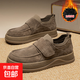 翻毛皮男鞋冬季一腳蹬運動(dòng)休閑豆豆板鞋男士青年加絨加厚保暖棉鞋 卡其 42