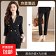 西裝套裝女裝高級感春新款職業(yè)裝西裝2025氣質(zhì)面試正裝工作服西服 黑色外套+西褲（S6301+B126） XL