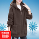 羔絨新款2026秋冬季韓版寬松仿衛衣加絨加厚百搭拉鏈開(kāi)衫外套女 咖啡色 L