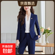 灰色高端西服套裝職業(yè)小西裝外套行政工作服公務(wù)員面試商務(wù)正裝女 藏藍色外套+5085#西褲 2XL (建議118-128斤左右)