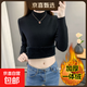 秋冬加絨毛衣女加厚一體絨內搭大碼半高領(lǐng)套頭打底針織衫保暖上衣 黑色【中領(lǐng)款】  【加厚一體絨】 L 105-115斤