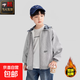 男童外套兒童連帽拉鏈衛衣2026秋冬新款男孩大童運動(dòng)加絨上衣潮流 灰色加絨 高品質(zhì)重磅 130