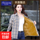 2025秋冬媽媽裝保暖加絨加厚格子襯衫女中老年寬松中長(cháng)款外套爆款 6688-5加絨 L 【115-130斤】