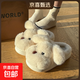 卡通小狗棉拖鞋女款2026冬季加絨保暖情侶居家用防滑毛毛拖鞋男士 奶白色 38-39 （建議拍大一碼）